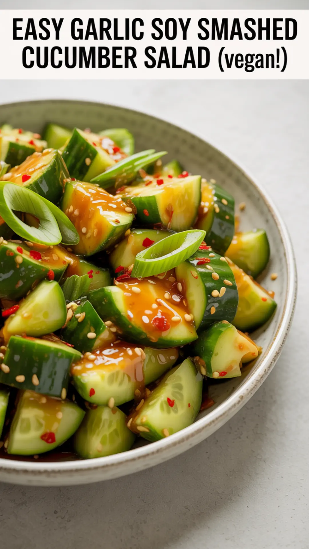 Smashed Cucumber Salad with Garlic Soy Dressing