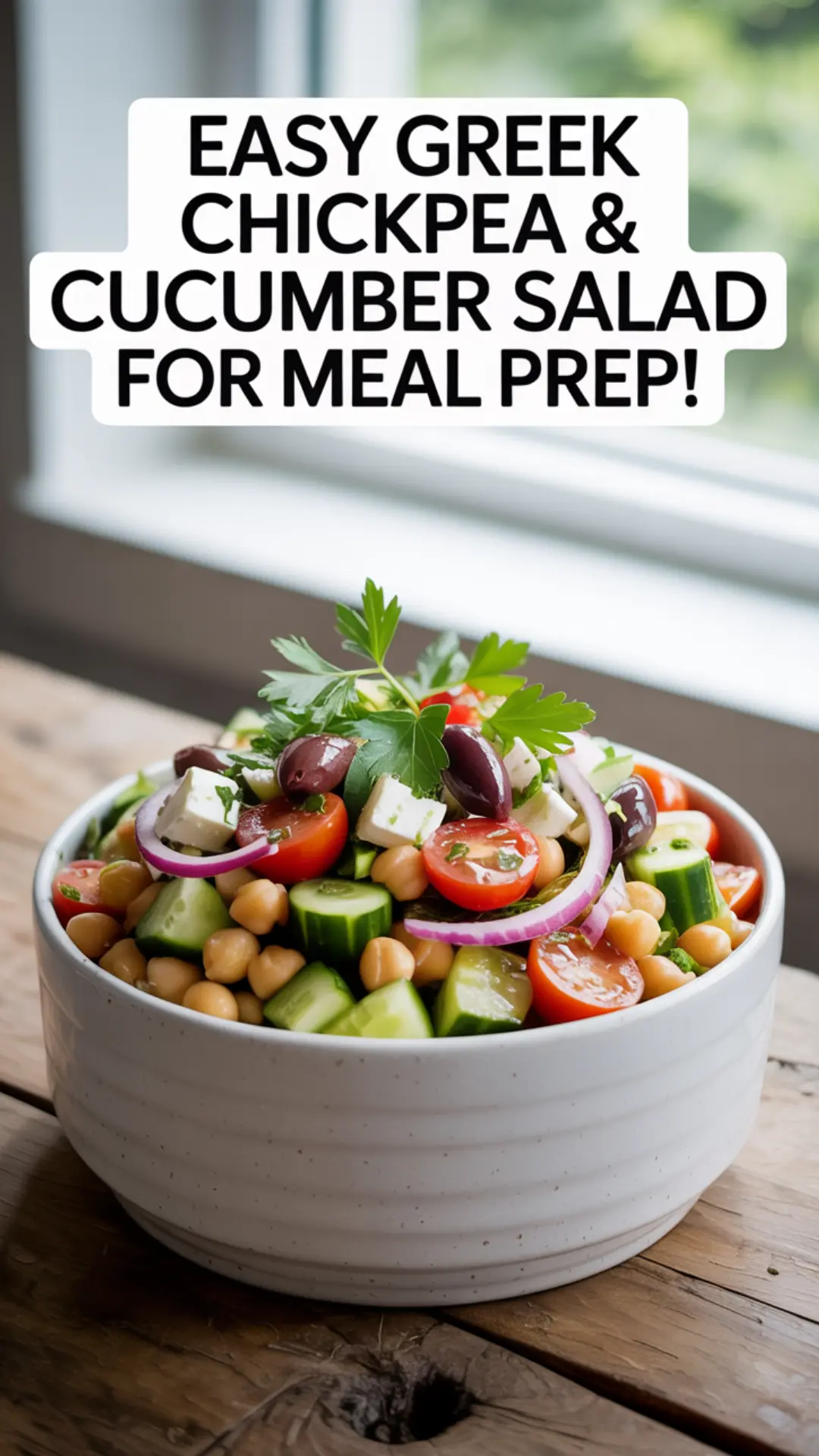 Greek Chickpea & Cucumber Salad with Lemon Vinaigrette
