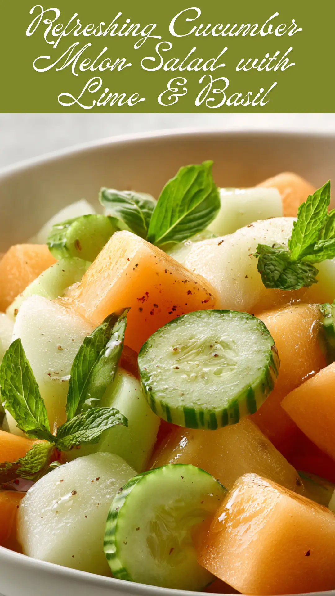 Refreshing Cucumber Melon Salad with Lime & Basil