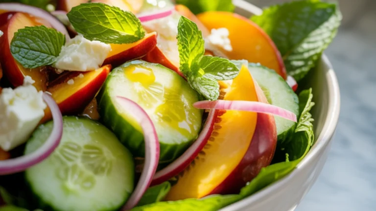 Refreshing Cucumber, Nectarine & Feta Summer Salad
