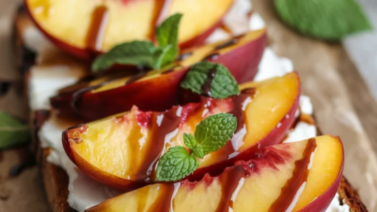 Easy Summer Nectarine Ricotta Toast with Balsamic Drizzle