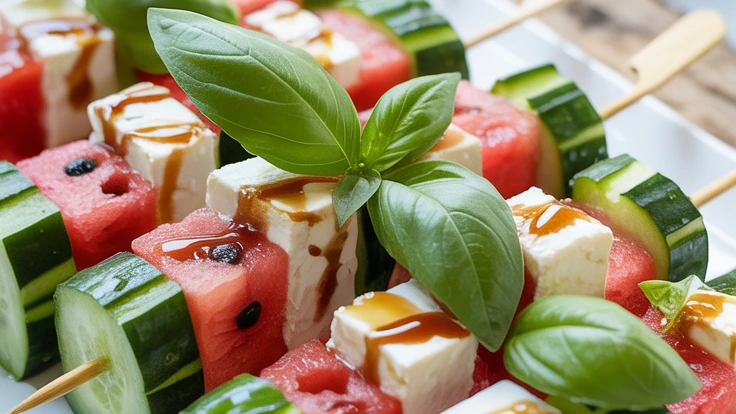 Cucumber & Watermelon Skewers with Feta (Easy Summer Appetizer)