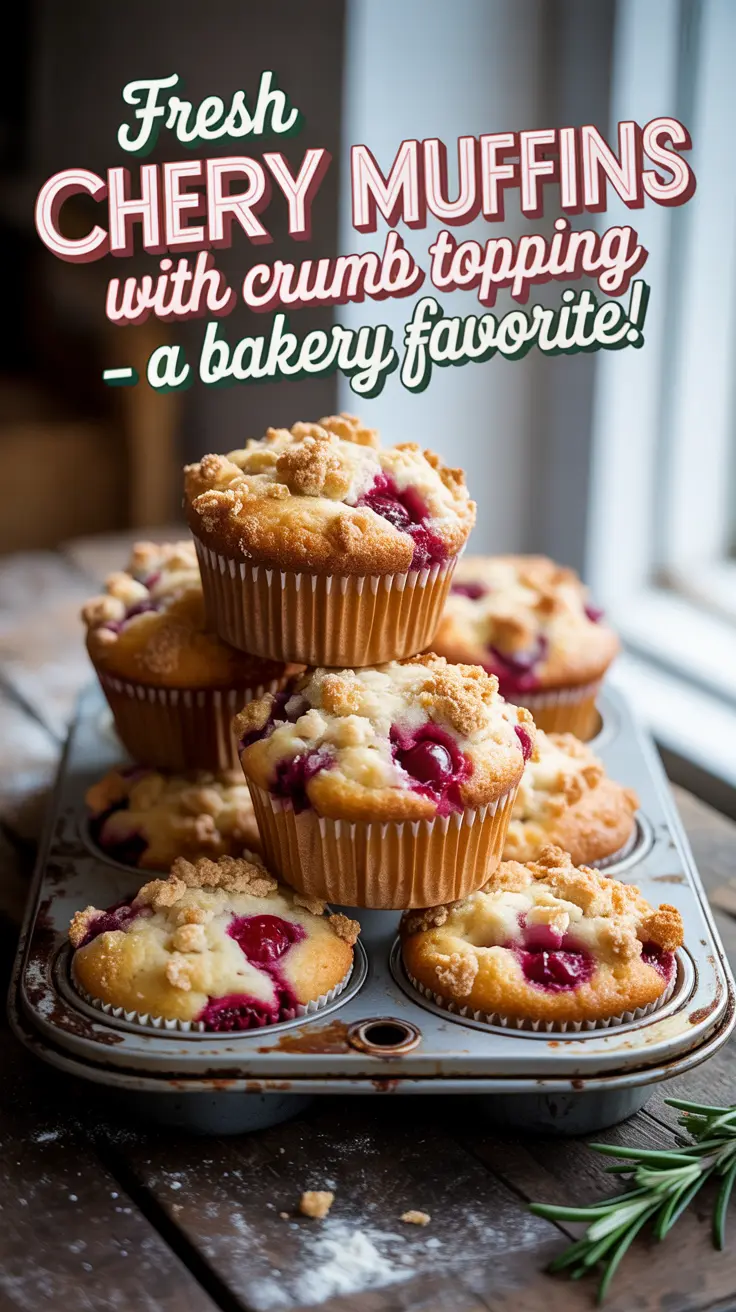 Fresh Cherry Muffins with Crumb Topping