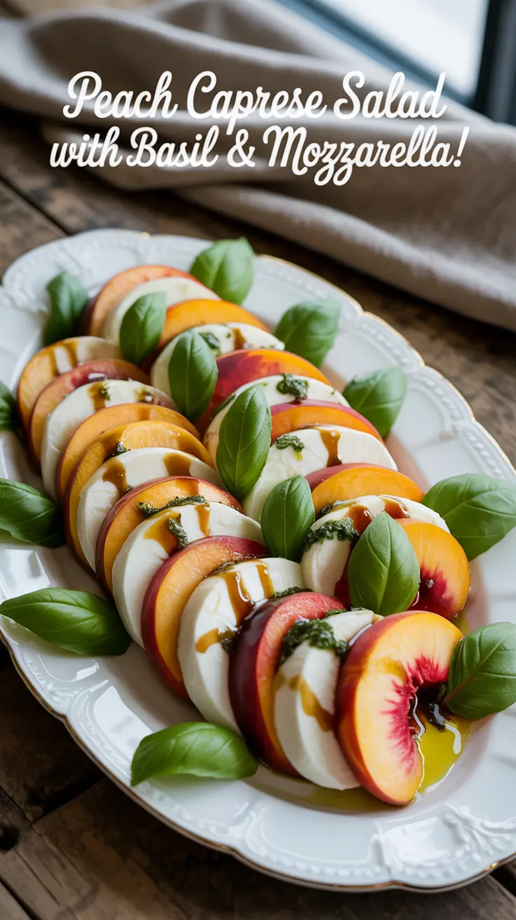 Peach Caprese Salad with Basil & Mozzarella