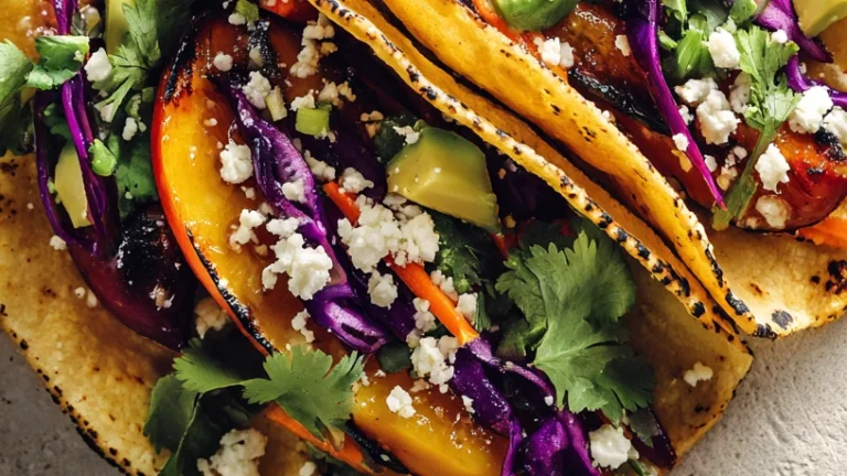 Grilled Nectarine Tacos with Spicy Slaw Recipe