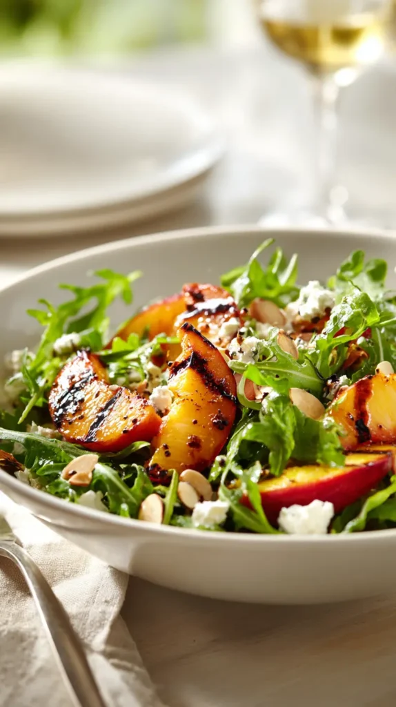 Grilled Nectarine & Arugula Salad with Goat Cheese