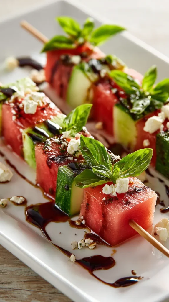 Cucumber & Watermelon Skewers with Feta Recipe