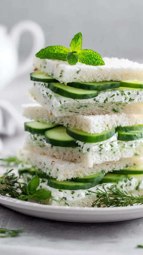 Cucumber Tea Sandwiches with Dill & Cream Cheese