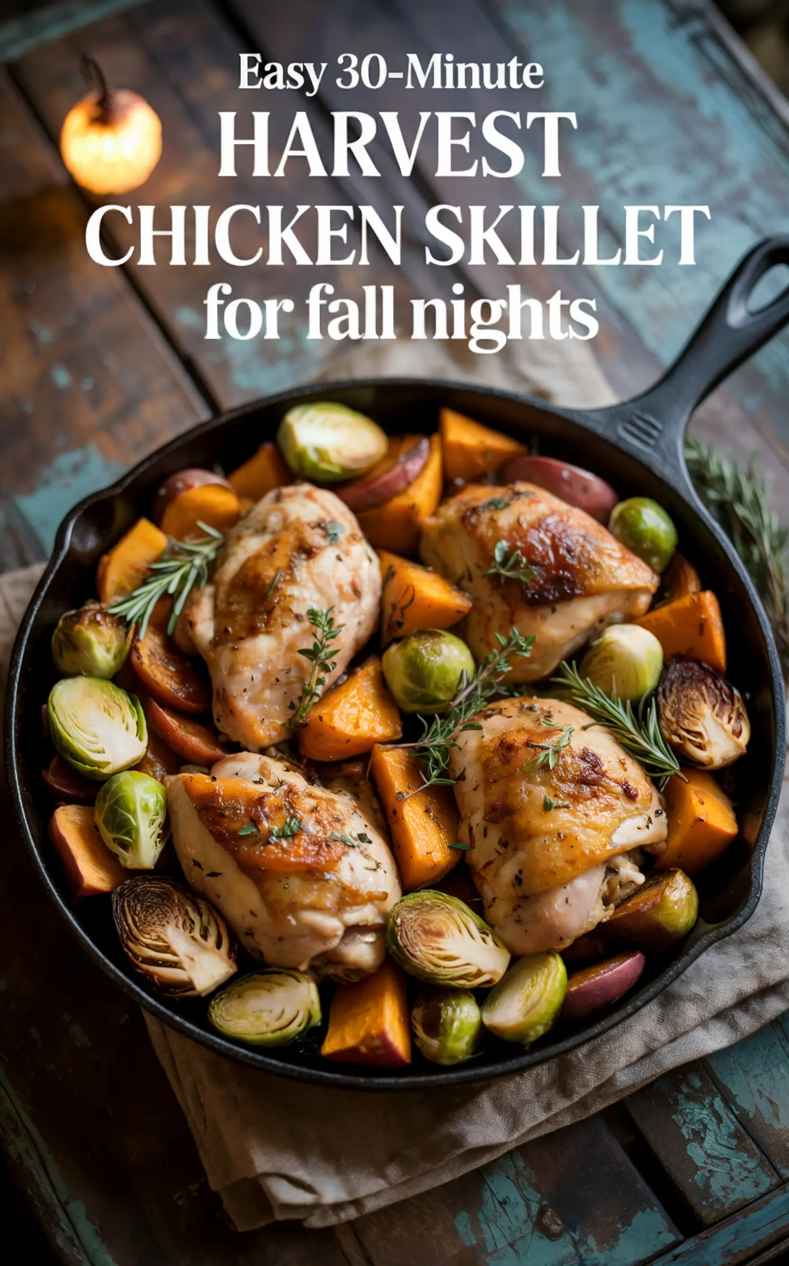 Harvest Chicken Skillet (Apples, Sweet Potatoes & Brussels Sprouts)