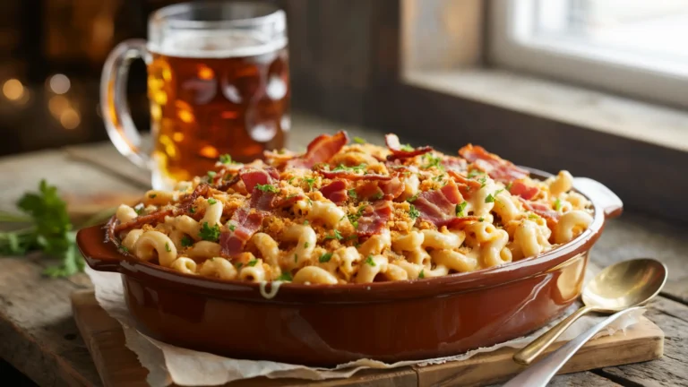 Creamy & Cheesy Oktoberfest Bacon Beer Mac & Cheese