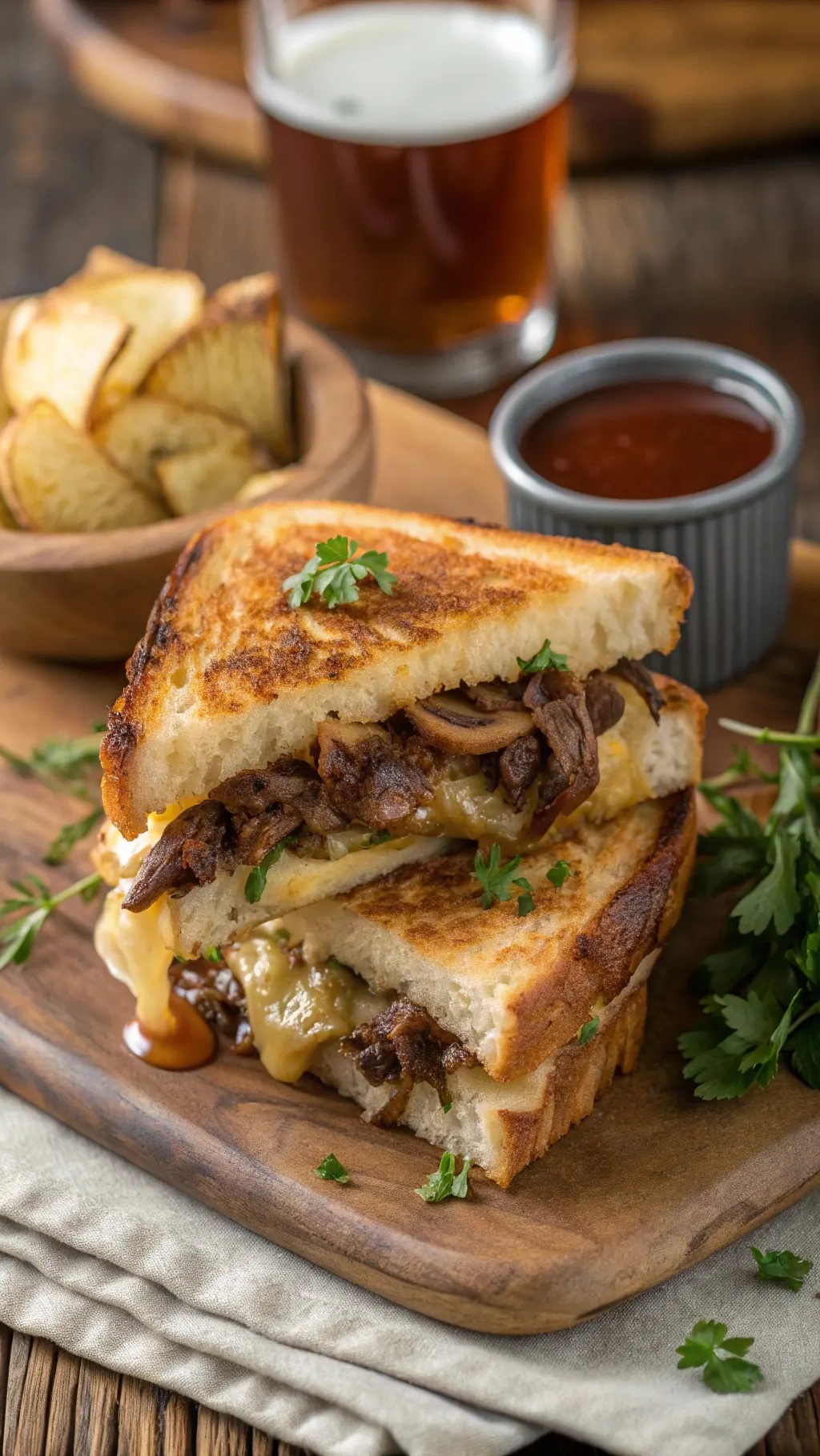 Beer-Braised Short Rib Grilled Cheese
