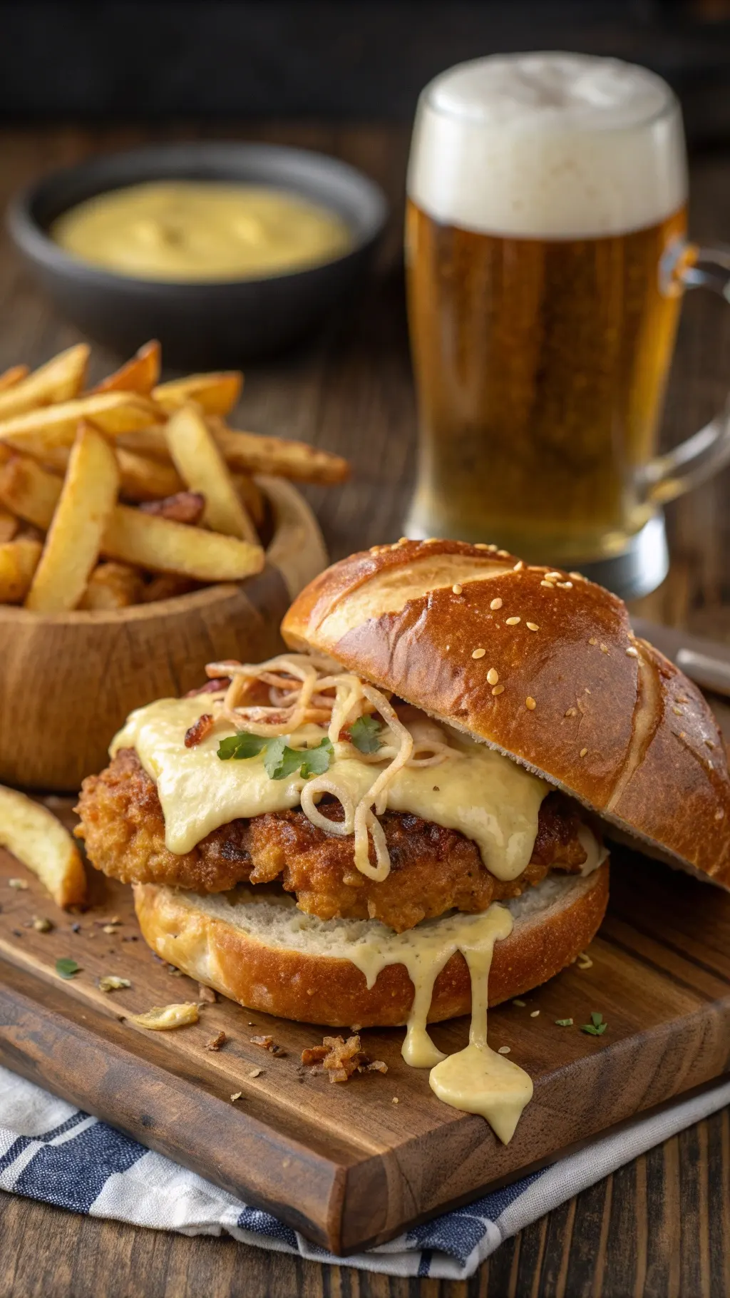 Schnitzel Sandwich with Beer Cheese Sauce