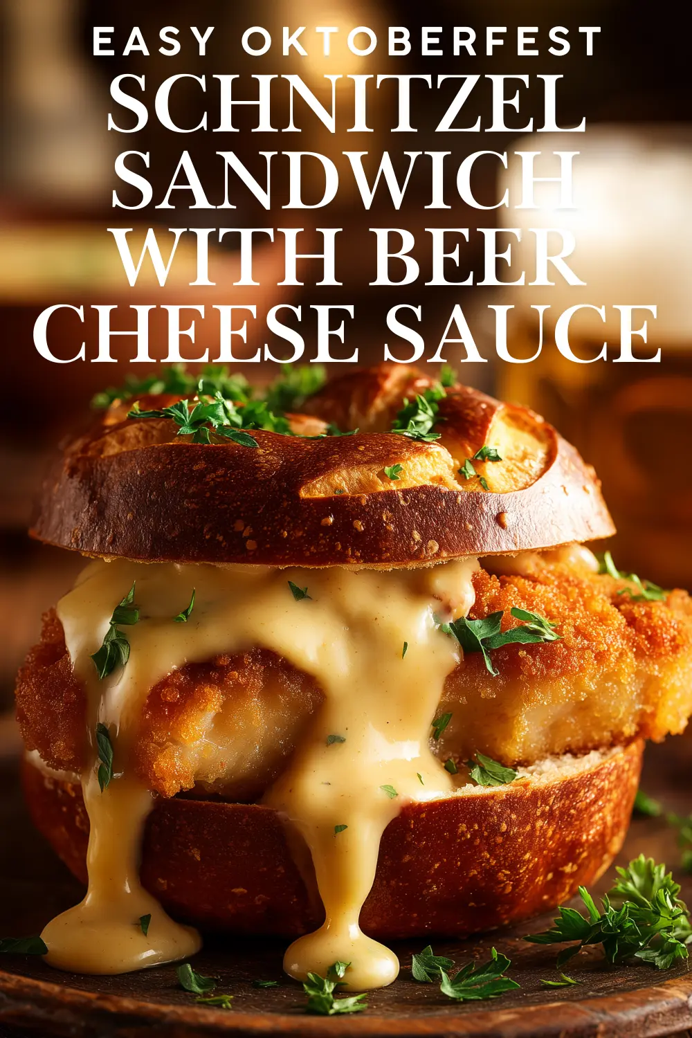 Crispy Schnitzel Sandwich with Beer Cheese Sauce