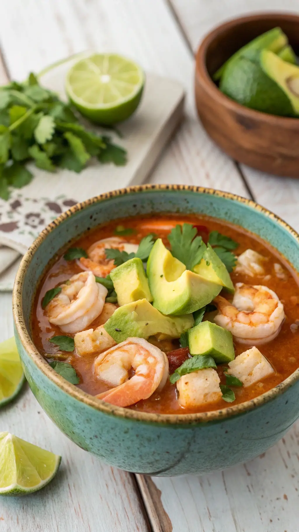 Shrimp & Avocado Soup with Lime – Light and Refreshing