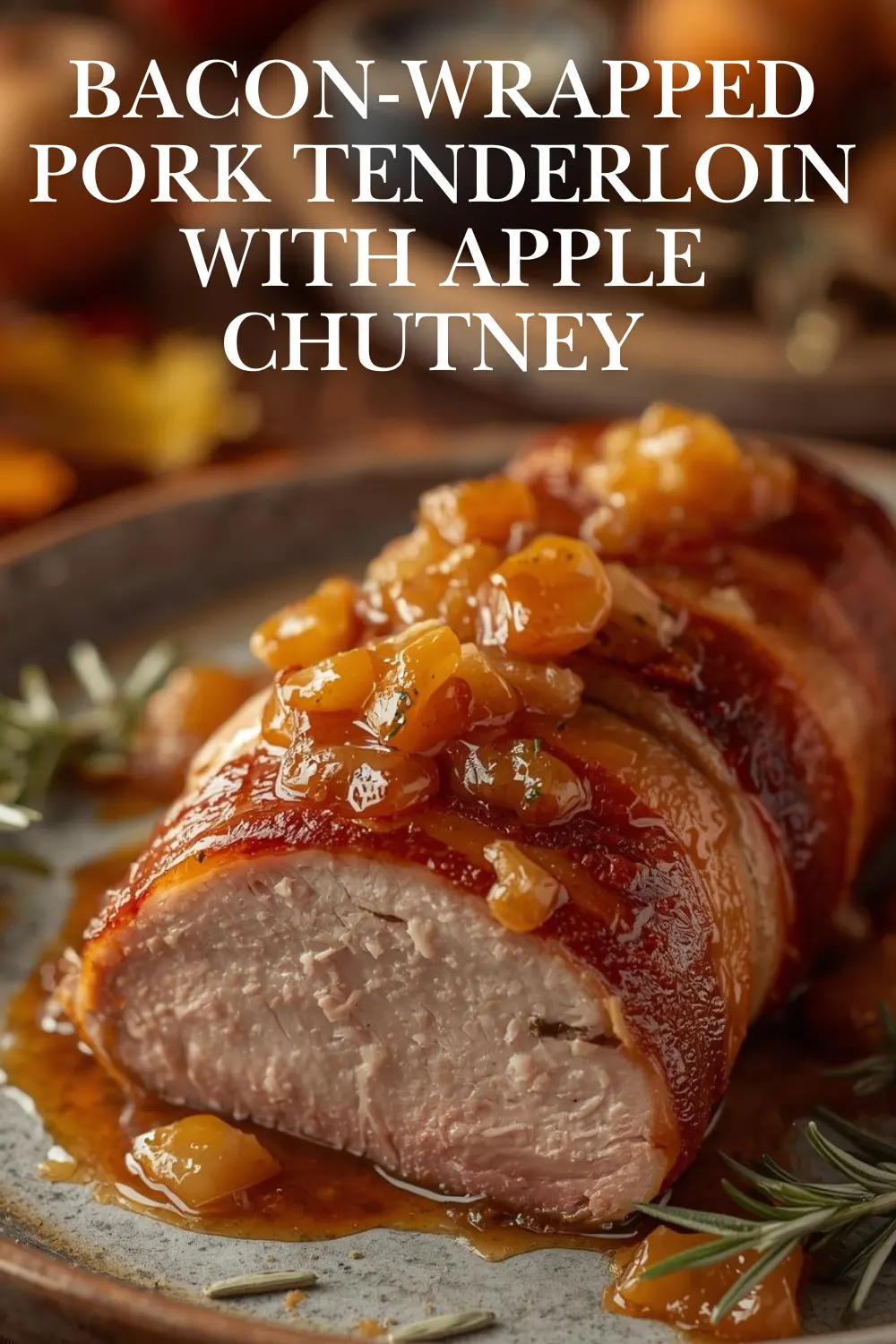 Bacon-Wrapped Pork Tenderloin with Apple Chutney