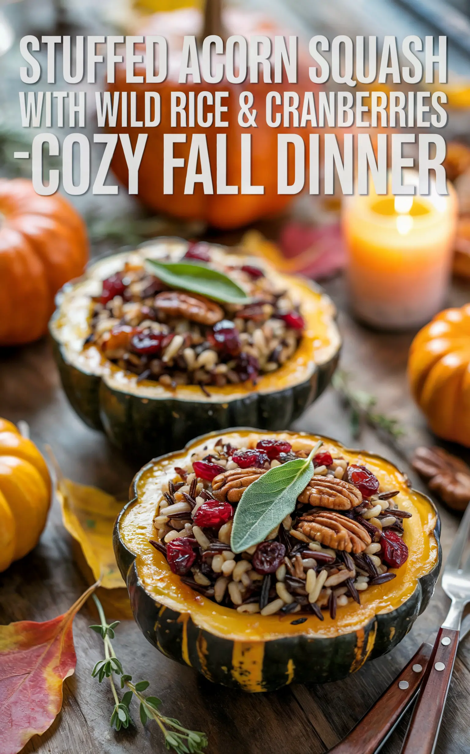 Stuffed Acorn Squash with Wild Rice & Cranberries