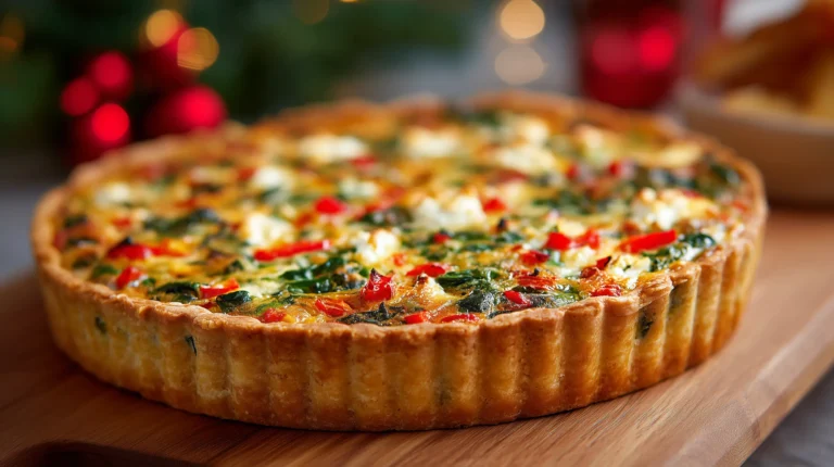 Spinach, Feta & Red Pepper Christmas Quiche