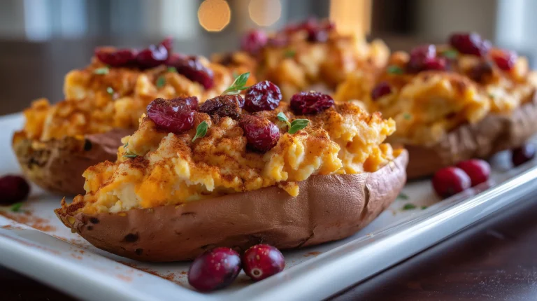 Low-Carb Cranberry Apple Twice-Baked Sweet Potatoes