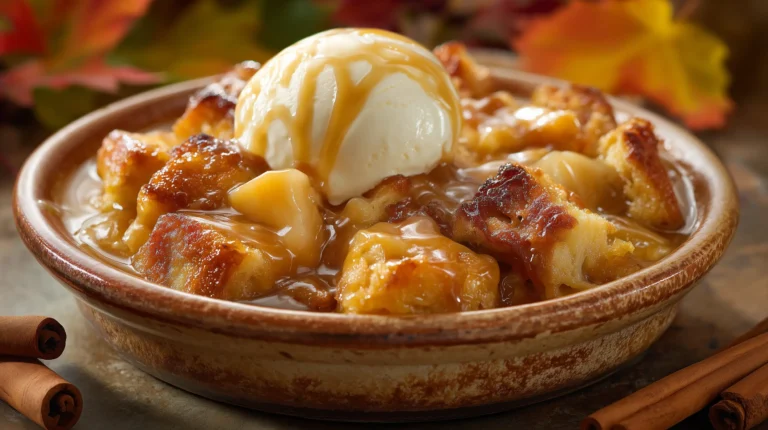Caramel Apple Bread Pudding with Warm Caramel Sauce