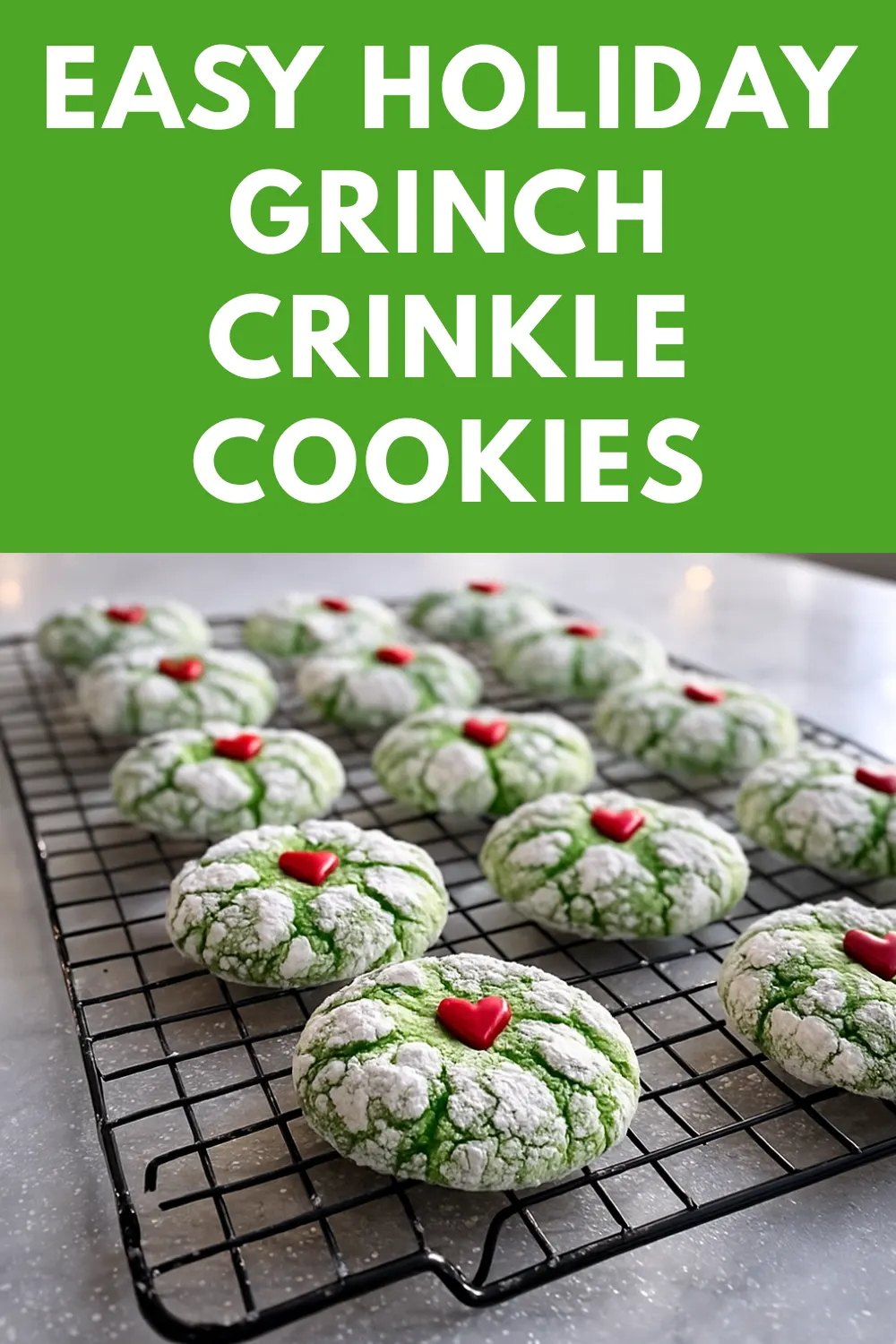 Soft & Chewy Grinch Crinkle Cookies