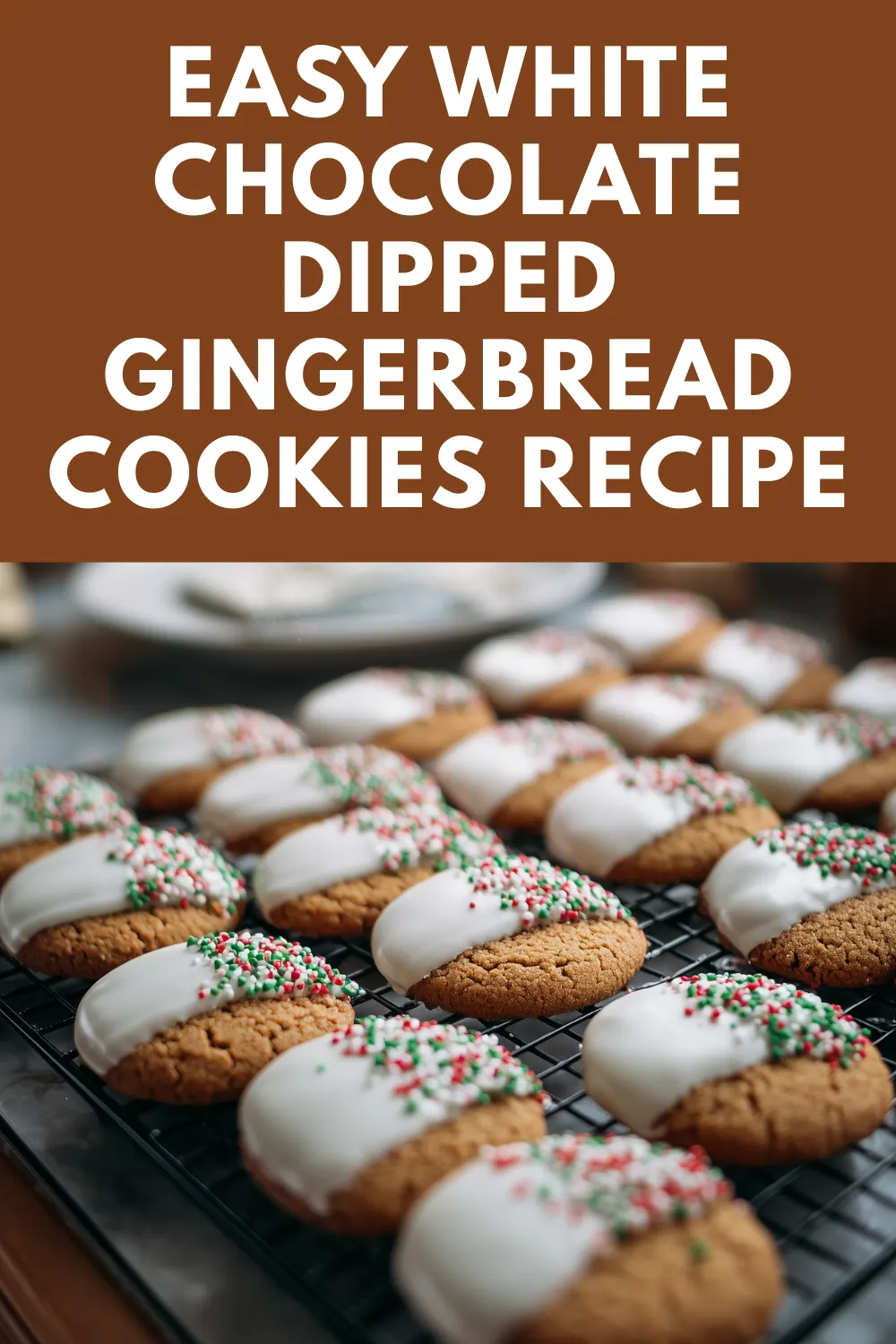 White Chocolate Dipped Gingerbread Cookies