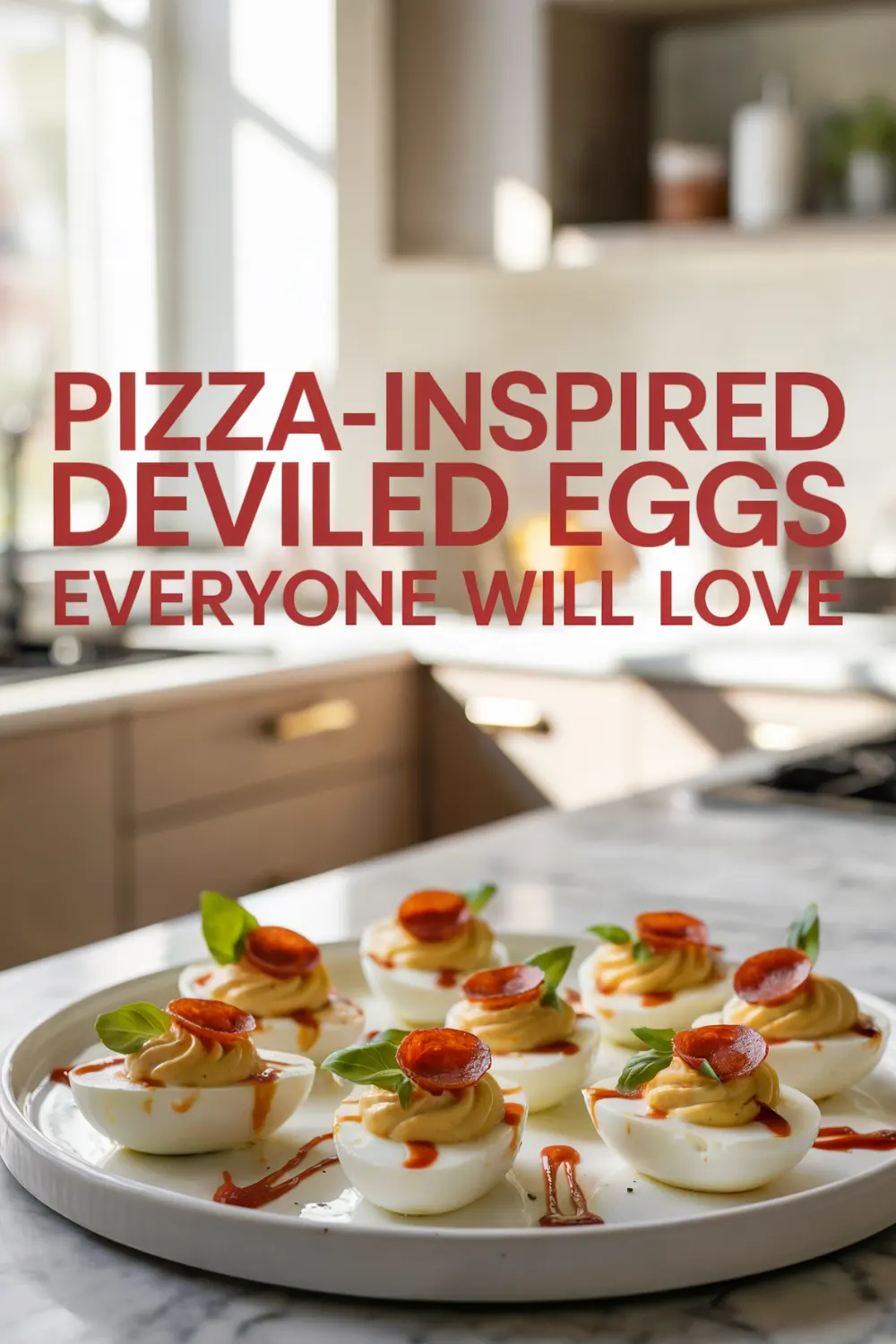 Pizza-Inspired Deviled Eggs with Pepperoni & Cheese