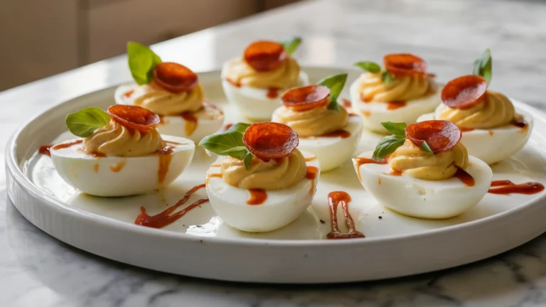 Pizza-Inspired Deviled Eggs with Pepperoni & Cheese