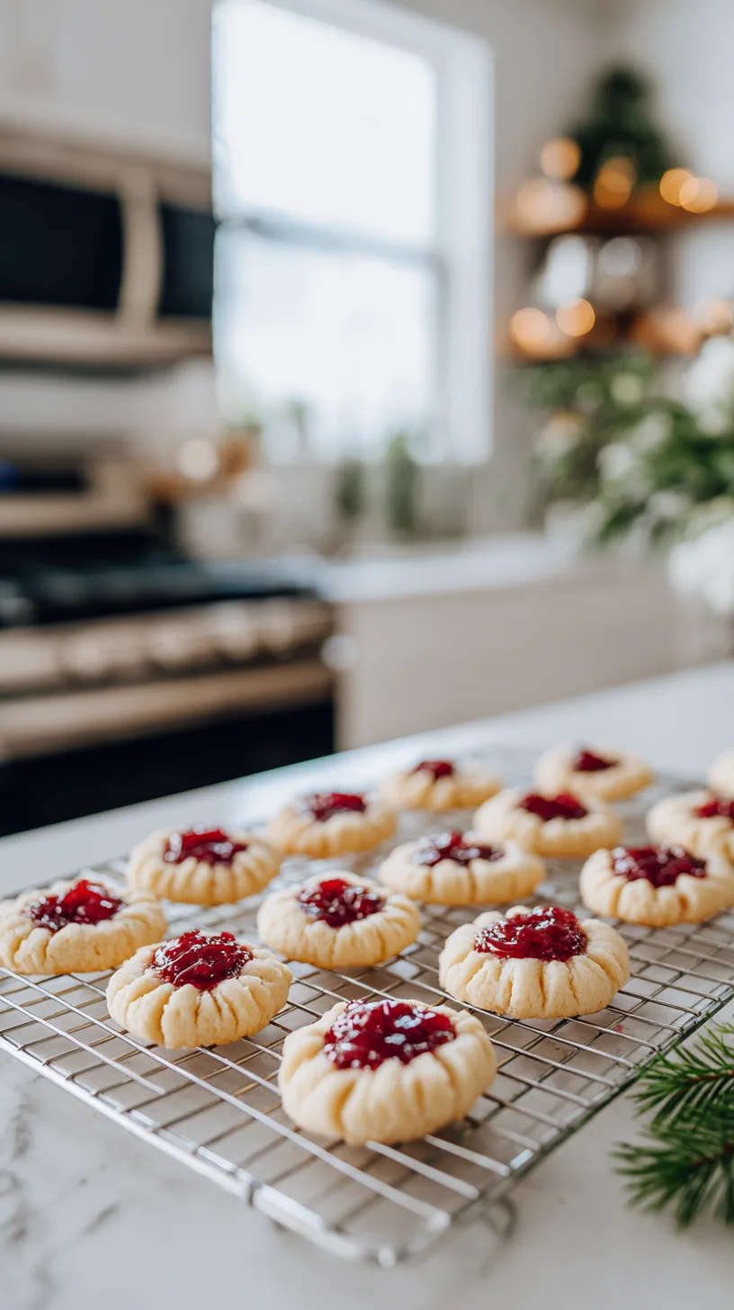 Pistachio Thumbprint Cookies with Cherry Centers
