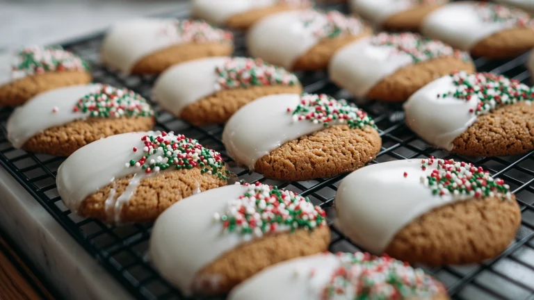 White Chocolate Dipped Gingerbread Cookies