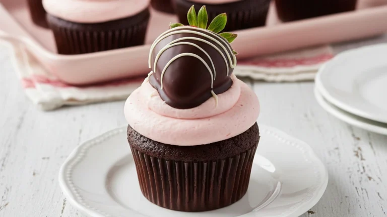 Chocolate-Covered Strawberry Cupcakes for Valentine’s Day