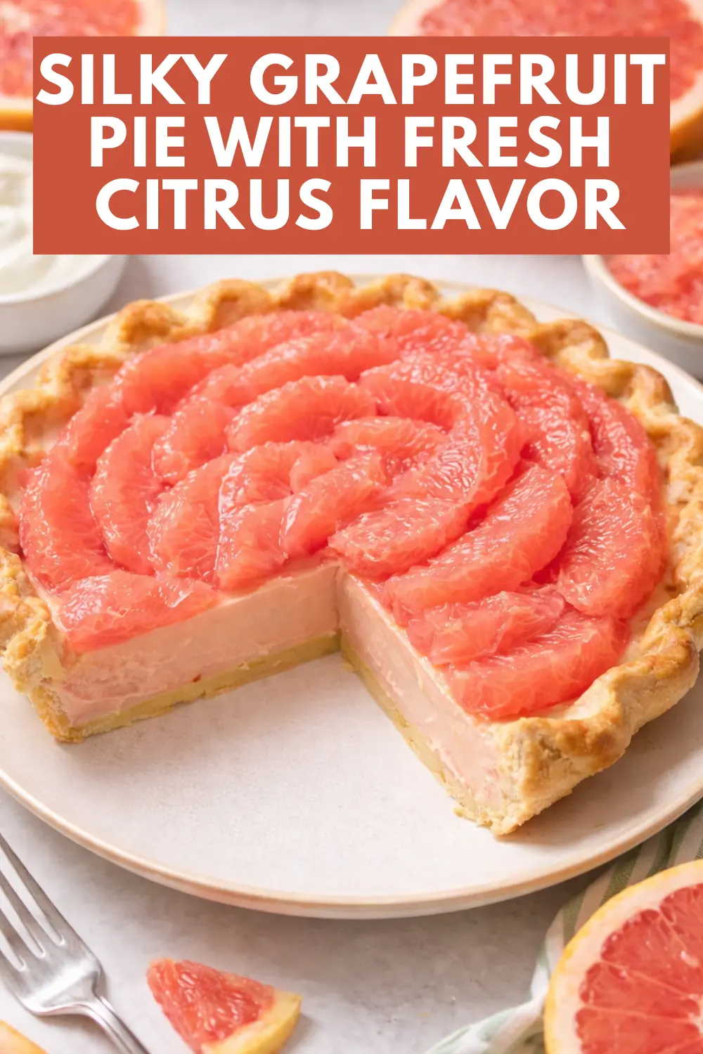 Silky Grapefruit Pie with Fresh Citrus Topping