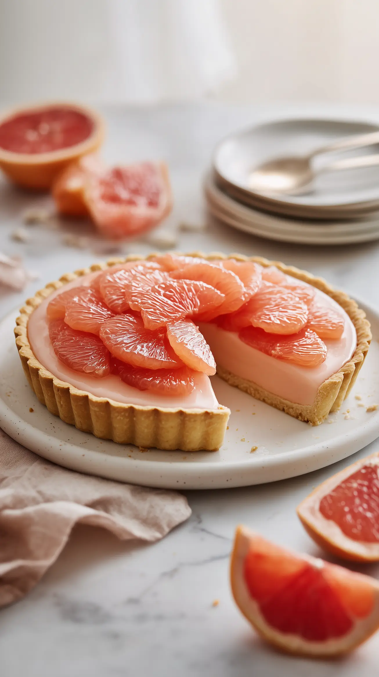 Silky Grapefruit Pie with Fresh Citrus Topping
