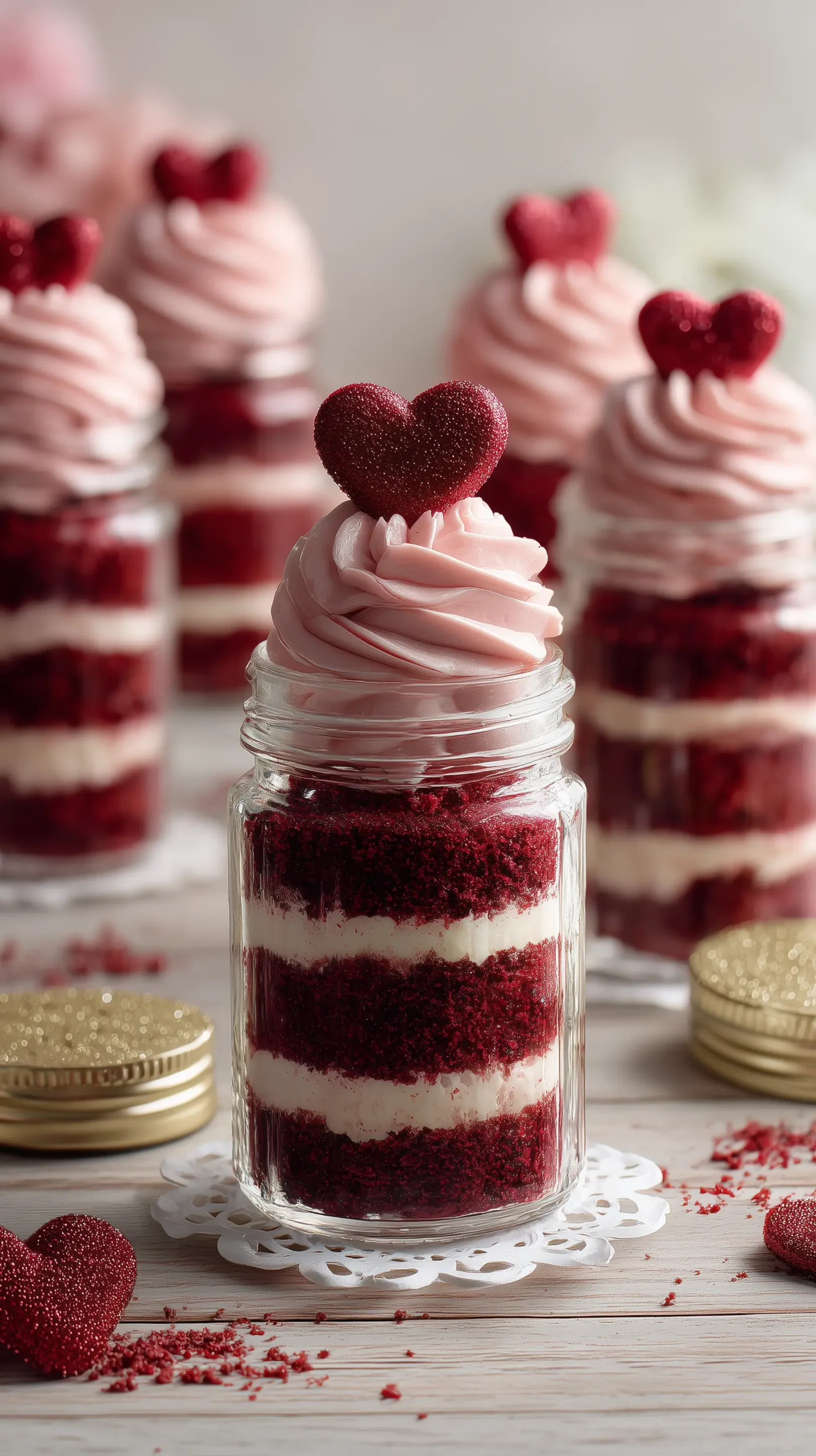 Red Velvet Cake In A Jar – Valentine Dessert