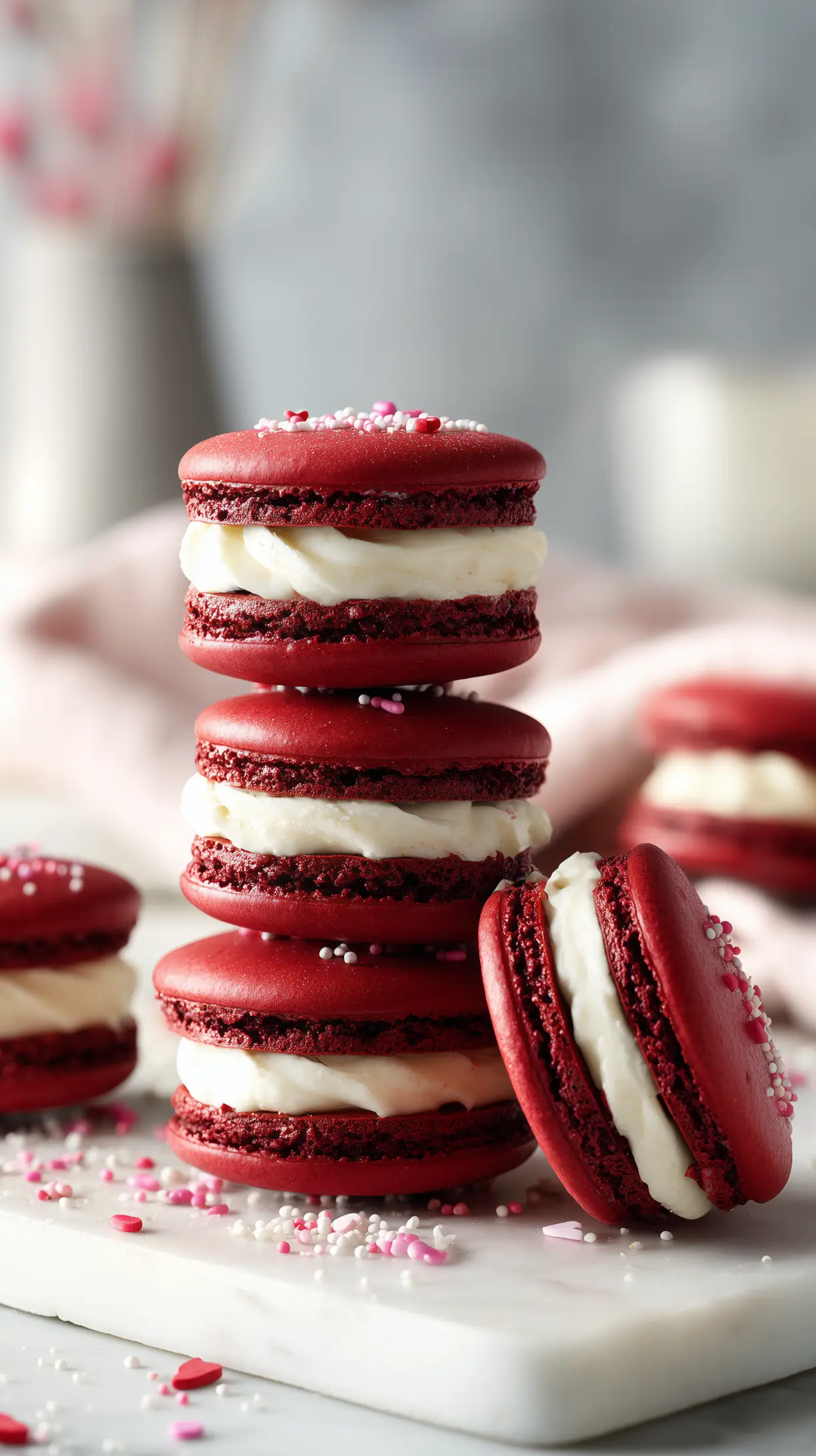 Red Velvet Macarons with Cream Cheese Filling