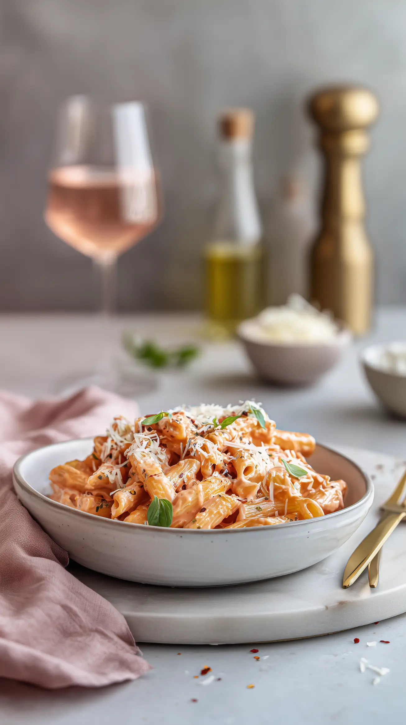 Creamy Pink Vodka Pasta for Galentine’s Dinner