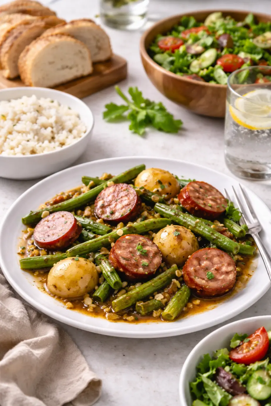 Crockpot Kielbasa and Green Beans Dinner