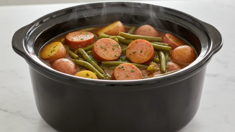 Crockpot Kielbasa and Green Beans Dinner