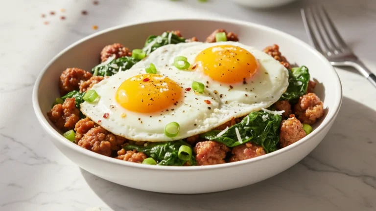 Easy Sausage & Spinach Keto Breakfast Bowl