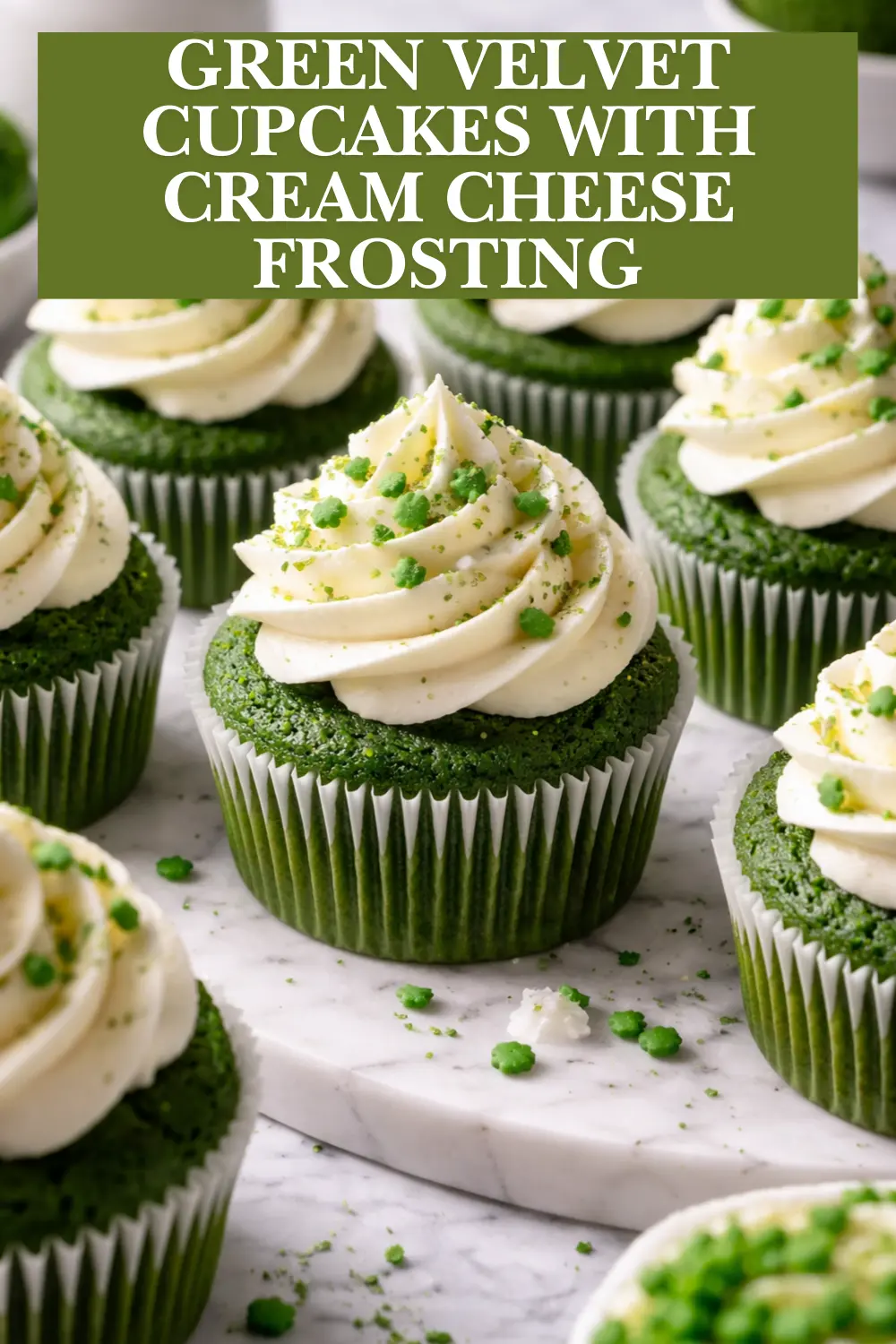 Green Velvet Cupcakes with Cream Cheese Frosting