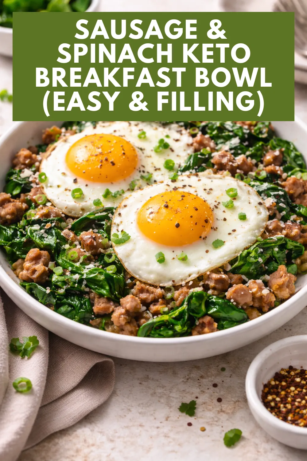 Easy Sausage & Spinach Keto Breakfast Bowl