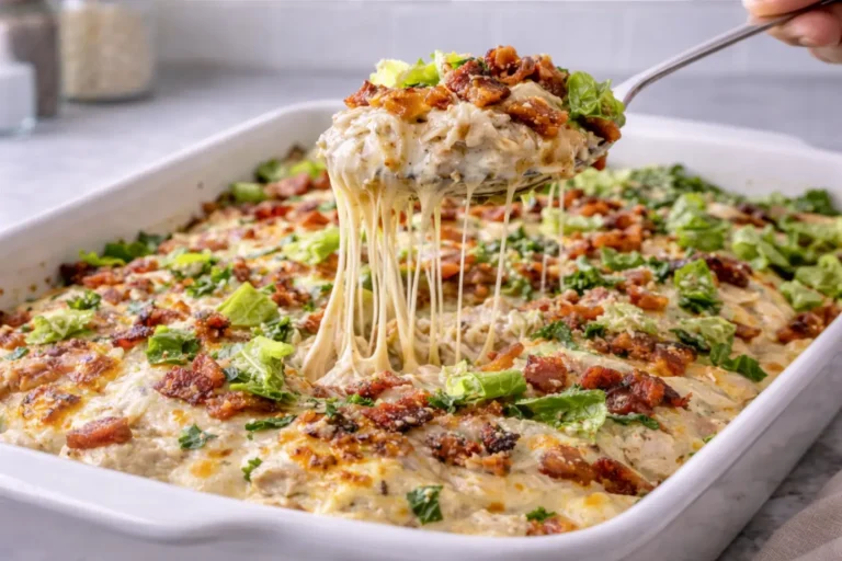 Keto-Friendly Chicken Bacon Caesar Casserole