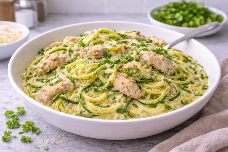 Keto Chicken Alfredo Zucchini Noodles