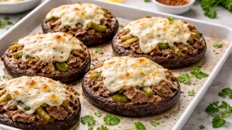 Keto Philly Cheesesteak Stuffed Portobellos