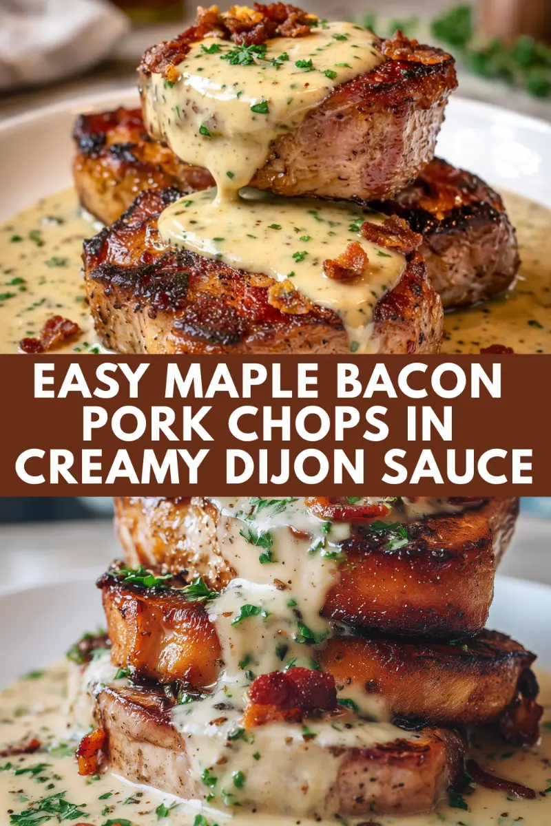 Maple Bacon Pork Chops in Dijon Cream