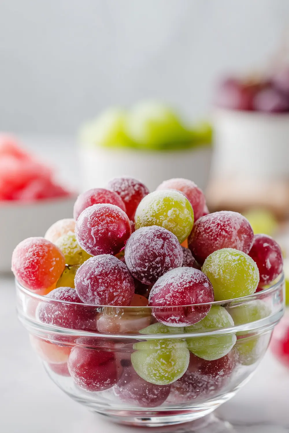Frozen Grapes with Lime Jello Dust