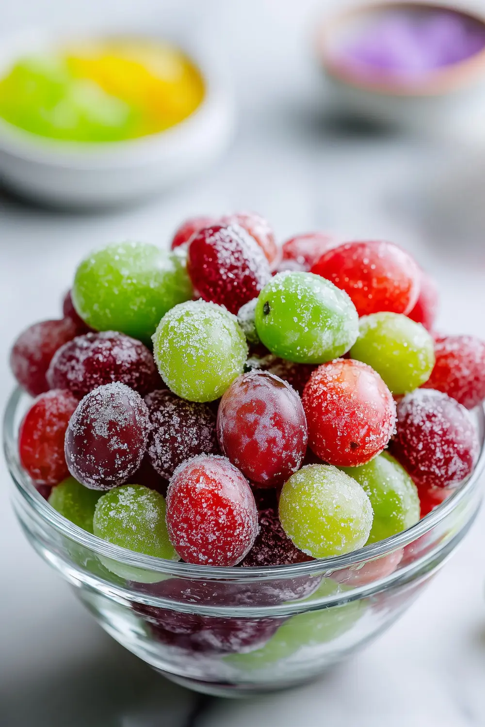 Frozen Grapes with Lime Jello Dust