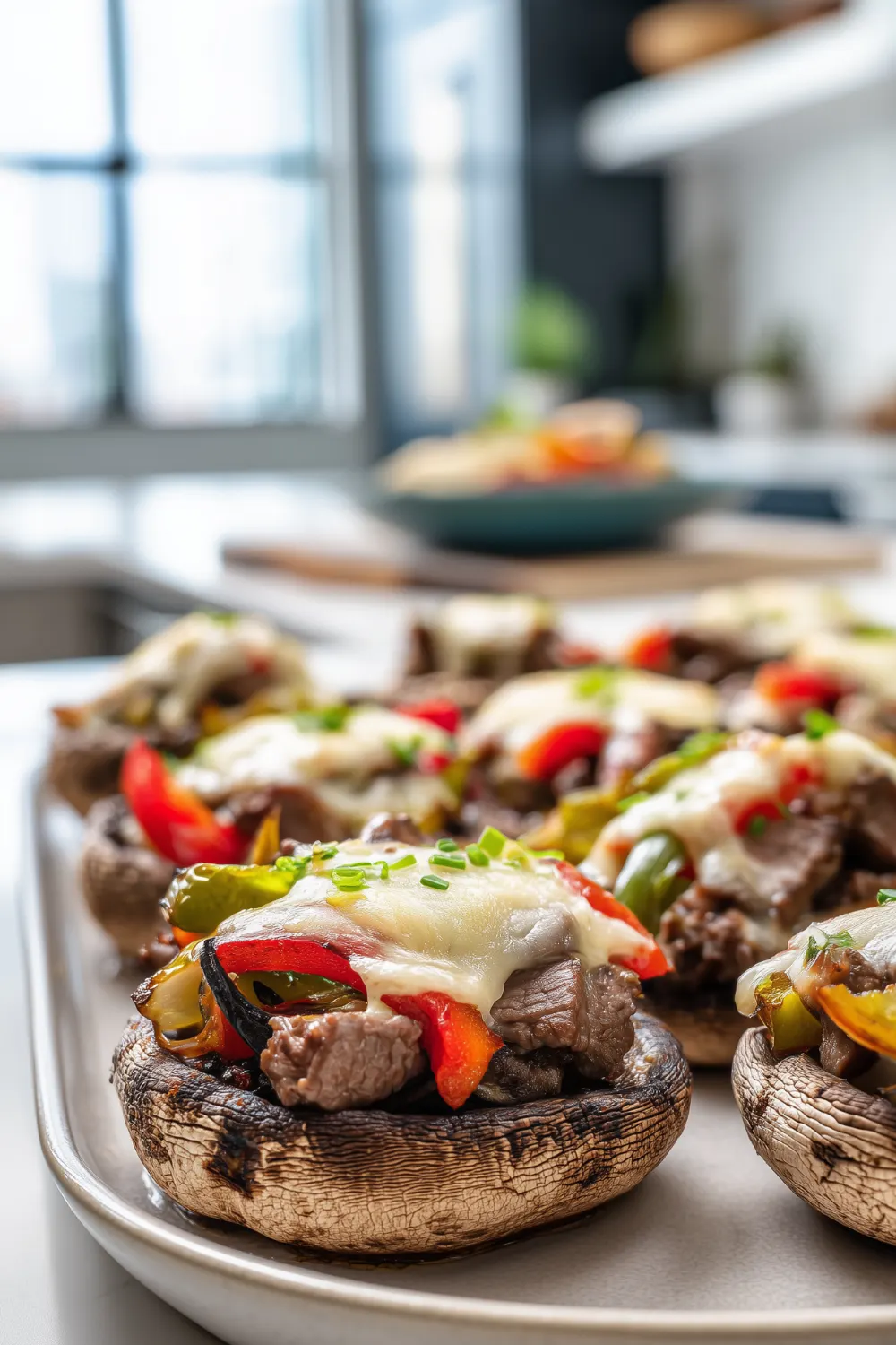 Keto Philly Cheesesteak Stuffed Portobellos