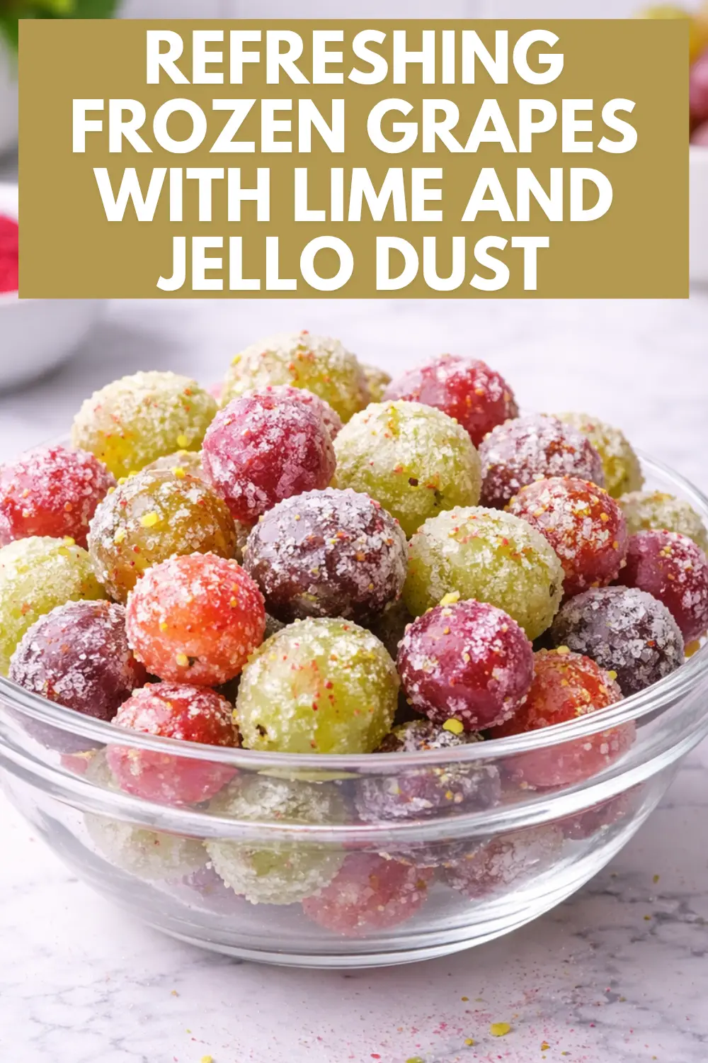 Frozen Grapes with Lime Jello Dust