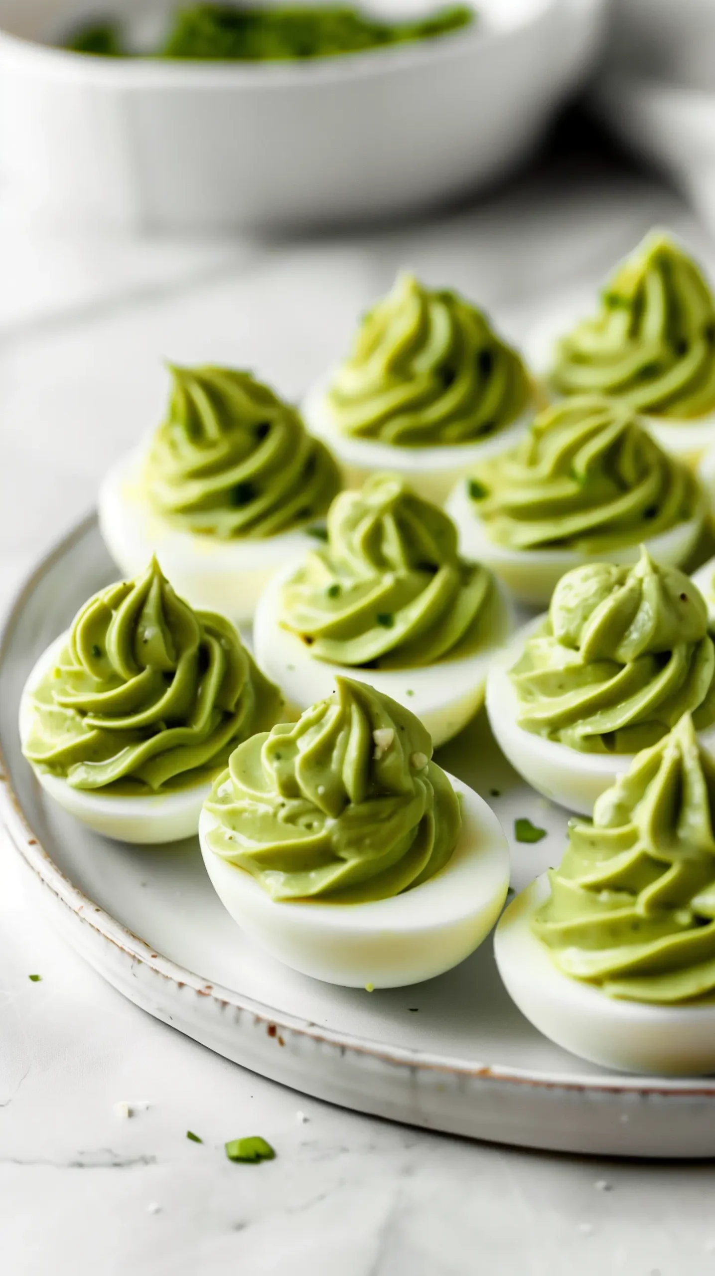 Green Deviled Eggs with Avocado Filling