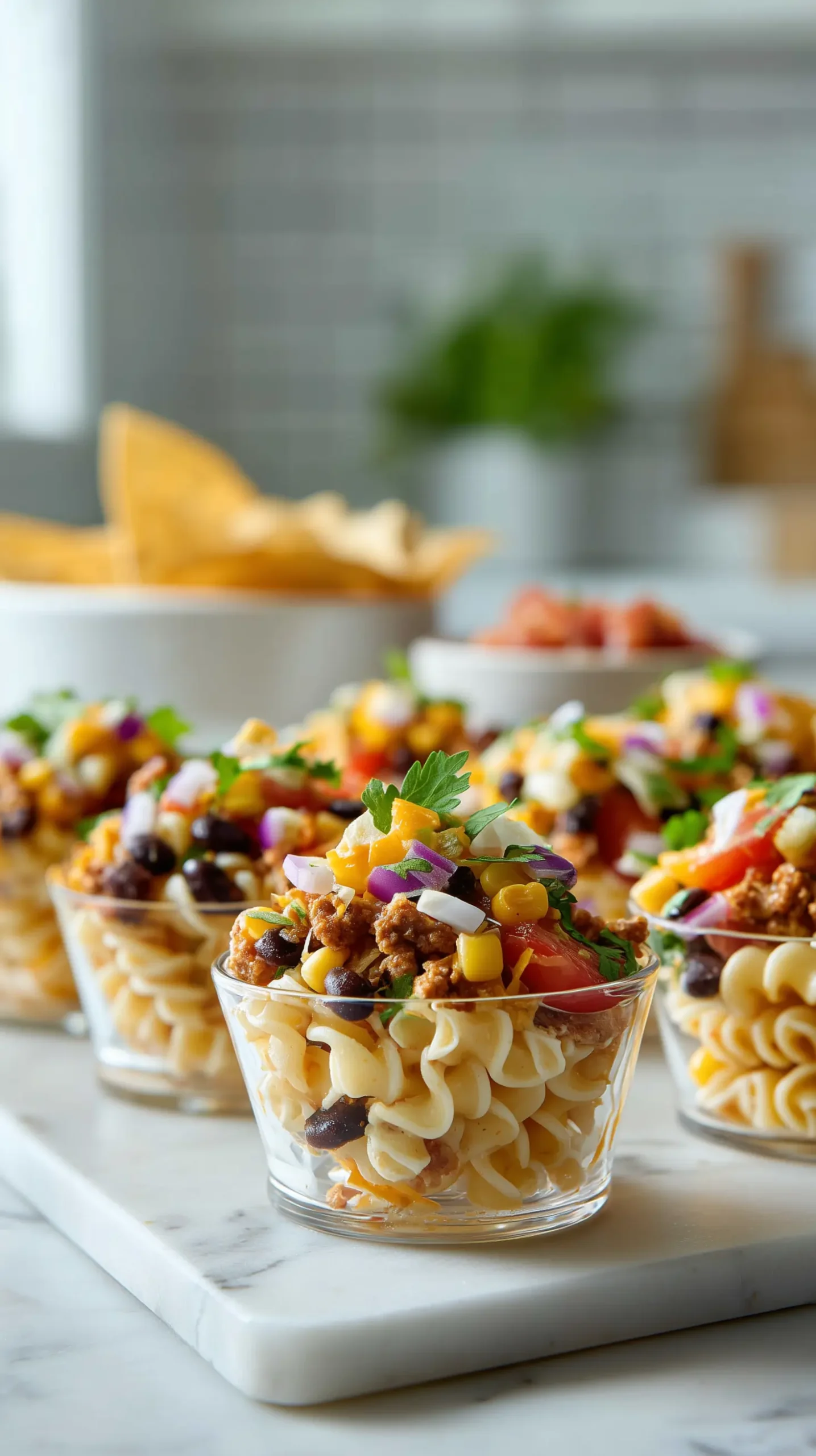 Mini Taco Pasta Salad Cups